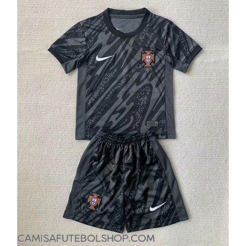 Camisa de time de futebol Portugal Goleiro Replicas 2º Equipamento Infantil Europeu 2024 Manga Curta (+ Calças curtas)